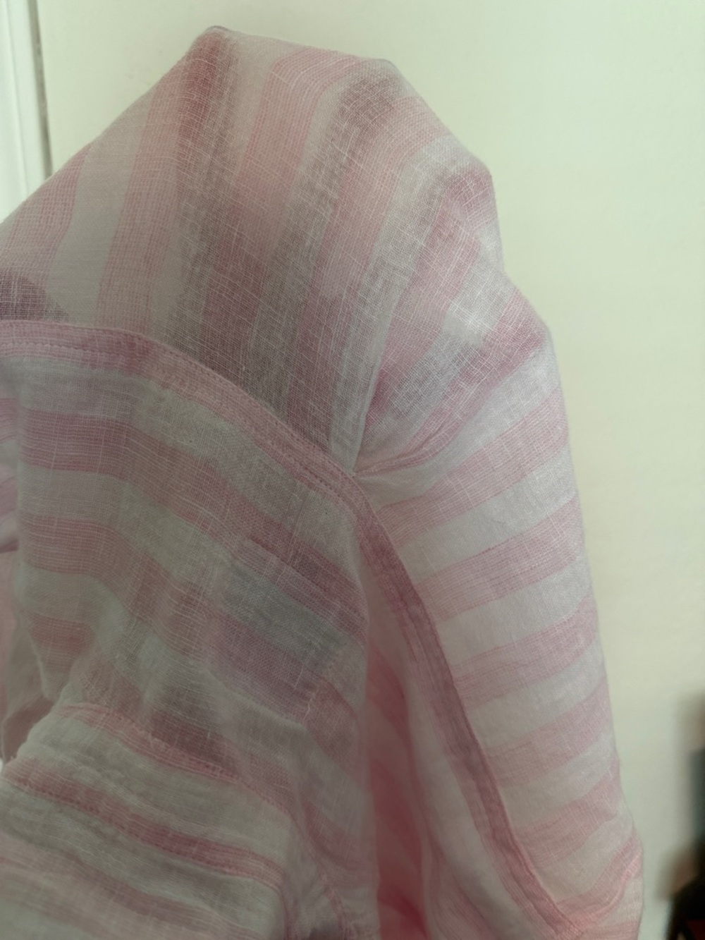 Linen Pink and White Striped Shirt - Picture 3 of 3